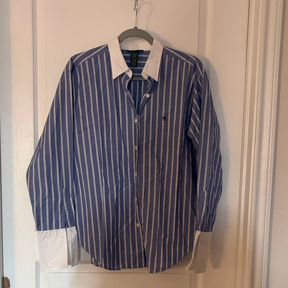 Ralph Lauren Navy Striped Button-Down Shirt